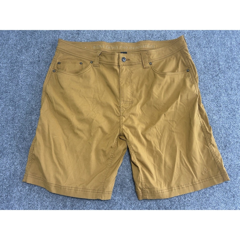Prana Shorts Men Tan‎ 38"9" Hiking Performance Stretch Breathe Outdoor